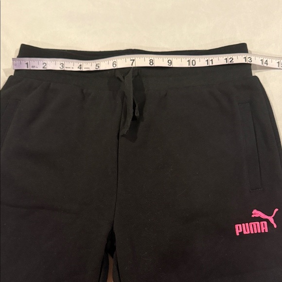 Puma Kids Black Fleece Sweats Joggers with Pink Logo Size 14/16 - Picture 9 of 11